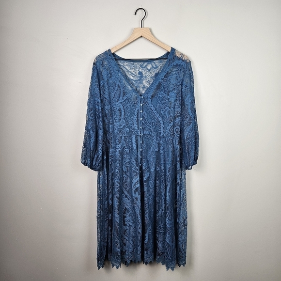 Torrid Blue Lace Lined Dress 1 - Picture 1 of 9
